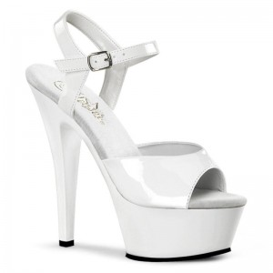 Pleaser Kiss-209 Women's Platform Heels Sandals White | NZ UAHJMG