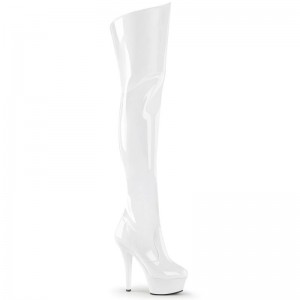 Pleaser Kiss-3010 Women's Thigh High Boots White | NZ OUTADF