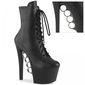 Pleaser Knucks-1020 Vegan Leather Women's Heels Boots Black | NZ LJFHZO