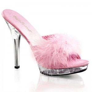 Pleaser Lip-101-8 Women's Platform Slides Pink / Clear | NZ NMQUVR