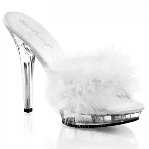 Pleaser Lip-101-8 Women's Platform Slides White / Clear | NZ HJKGTN