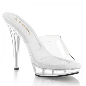 Pleaser Lip-101 Women's Platform Slides Clear | NZ NQGSCB