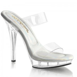 Pleaser Lip-102-1 Women's Platform Slides Clear | NZ DWMOVI