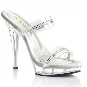 Pleaser Lip-102-2 Women's Platform Slides Clear | NZ RFEQCH