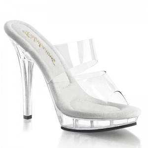 Pleaser Lip-102 Women's Platform Slides Clear | NZ PLQWRV