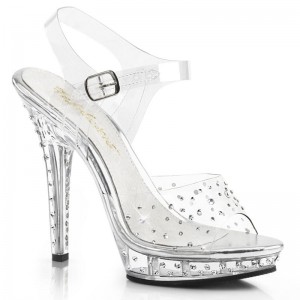 Pleaser Lip-108RS Women's Heels Sandals Clear | NZ CMQWOZ