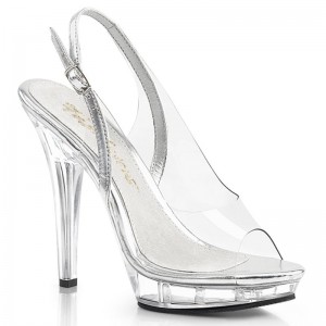 Pleaser Lip-150 Women's Heels Sandals Silver / Clear | NZ YCKLIA