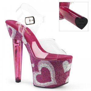 Pleaser Lovesick-708HEART Women's Platform Heels Sandals Pink / Clear | NZ MKPXVZ