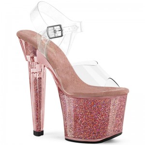 Pleaser Lovesick-708SG Women's Platform Heels Sandals Pink / Clear | NZ RFIOMX