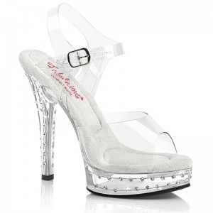 Pleaser Majesty-508SDT Women's Platform Heels Sandals Clear | NZ JVESMC