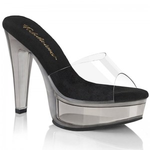 Pleaser Martini-501 Women's Platform Slides Grey / Clear | NZ WQYKIT