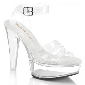 Pleaser Martini-505 Women's Platform Heels Sandals Clear | NZ VTPMDQ