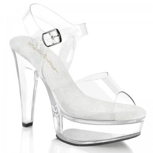 Pleaser Martini-508 Women's Platform Heels Sandals Clear | NZ KCXVYL