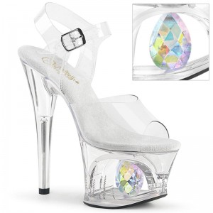 Pleaser Moon-708DIA Women's Platform Heels Sandals Clear | NZ TRBJCU