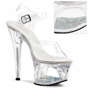 Pleaser Moon-708DM Women's Platform Heels Sandals Clear | NZ UTVBNO