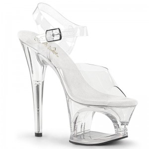 Pleaser Moon-708 Women's Platform Heels Sandals Clear | NZ GTHEBL