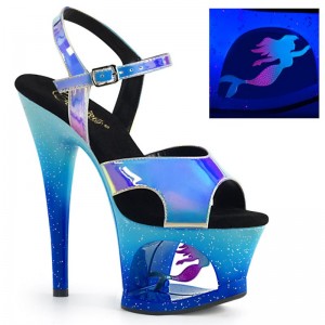 Pleaser Moon-711MER Women's Platform Heels Sandals Blue | NZ GHJYMV