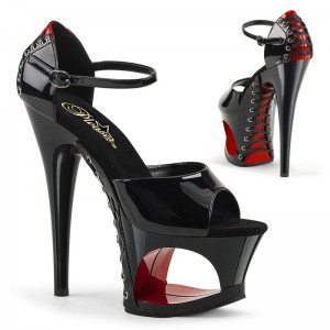 Pleaser Moon-760FH Women's Platform Heels Sandals Red / Black | NZ XSUZKA