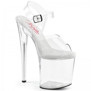 Pleaser Naughty-808 Women's Platform Heels Sandals Clear | NZ RTLNJM