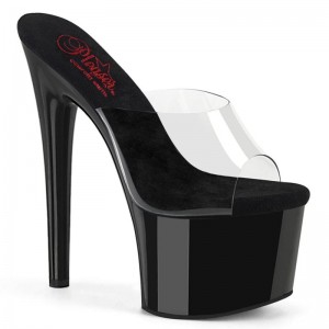 Pleaser Passion-701 Women's Platform Slides Black / Clear | NZ KOFXCL