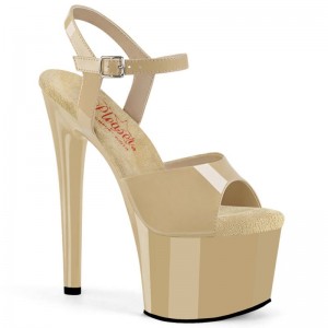 Pleaser Passion-709 Women's Platform Heels Sandals Beige | NZ CZTJBH