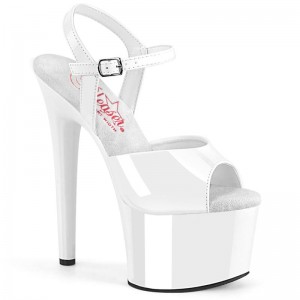 Pleaser Passion-709 Women's Platform Heels Sandals White | NZ MHGBET