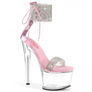 Pleaser Passion-727RS Women's Platform Heels Sandals Pink / Clear | NZ GAQPOE