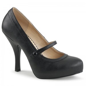 Pleaser Pinup-01 Vegan Leather Women's Pumps Black | NZ MKONRJ