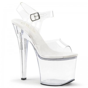 Pleaser Radiant-708 Women's Platform Heels Sandals Clear | NZ SWZBQX