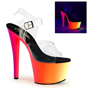 Pleaser Rainbow-308UV Women's Platform Heels Sandals Multicolor / Clear | NZ TNWJKM