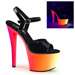 Pleaser Rainbow-309UV Women's Platform Heels Sandals Black / Multicolor | NZ IVOKYF