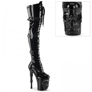 Pleaser Rapture-3028 Women's Thigh High Boots Black | NZ SGVREA