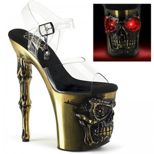 Pleaser Rapture-808-LT Women's Platform Heels Sandals Gold / Clear | NZ YFIKSG