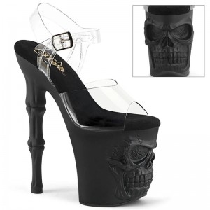 Pleaser Rapture-808 Women's Platform Heels Sandals Black / Clear | NZ YURZSF