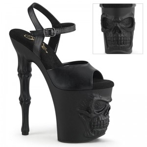 Pleaser Rapture-809 Vegan Leather Women's Platform Heels Sandals Black | NZ FASCRZ