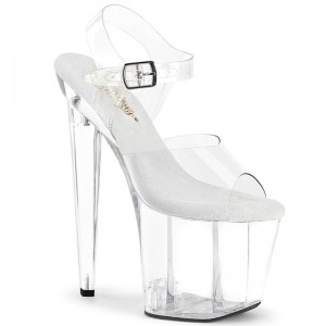 Pleaser Razzle-808 Women's Platform Heels Sandals Clear | NZ DARTIB