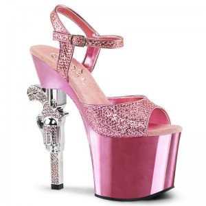 Pleaser Revolver-709G Women's Platform Heels Sandals Pink | NZ ECBKVL