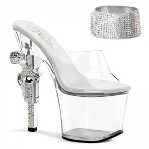 Pleaser Revolver-712 Women's Platform Heels Sandals Clear | NZ HKAIXD