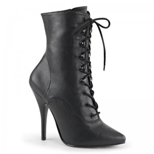 Pleaser Seduce-1020 Vegan Leather Women's Heels Boots Black | NZ TIEFRA