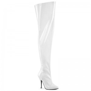 Pleaser Seduce-3000WC Women's Thigh High Boots White | NZ HJMEBU