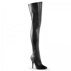 Pleaser Seduce-3000 Vegan Leather Women's Thigh High Boots Black | NZ NQVODP