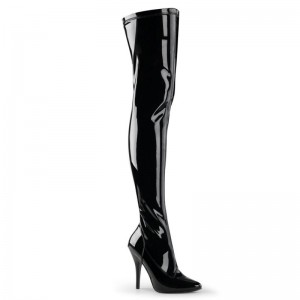 Pleaser Seduce-3000 Women's Thigh High Boots Black | NZ PMYDEX