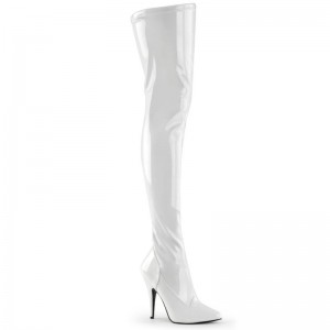 Pleaser Seduce-3000 Women's Thigh High Boots White | NZ DXYPCV