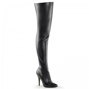 Pleaser Seduce-3010 Vegan Leather Women's Thigh High Boots Black | NZ KJDUPC