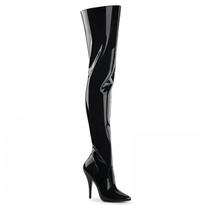 Pleaser Seduce-3010 Women's Thigh High Boots Black | NZ VKMAHJ