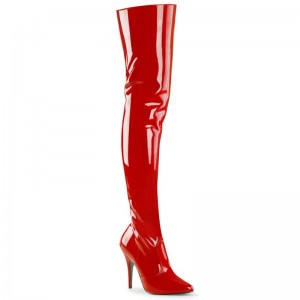 Pleaser Seduce-3010 Women's Thigh High Boots Red | NZ QLSGFN