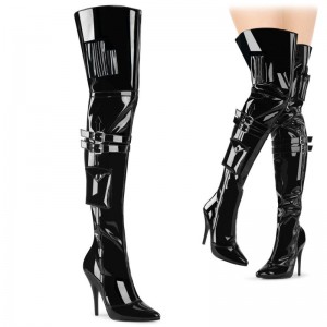 Pleaser Seduce-3019 Women's Thigh High Boots Black | NZ URGFVE