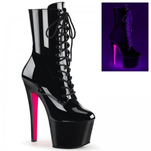 Pleaser Sky-1020TT Women's Heels Boots Black / Pink | NZ HZSTLC