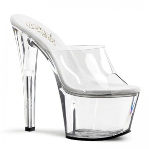 Pleaser Sky-301 Women's Platform Slides Clear | NZ JLQAKW