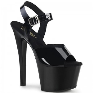 Pleaser Sky-308N Women's Platform Heels Sandals Black | NZ FRJVQB